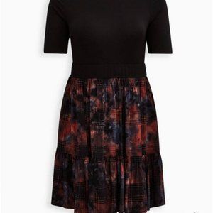 TORRID Tiered Midi Dress Super Soft & Challis Multi Plaid